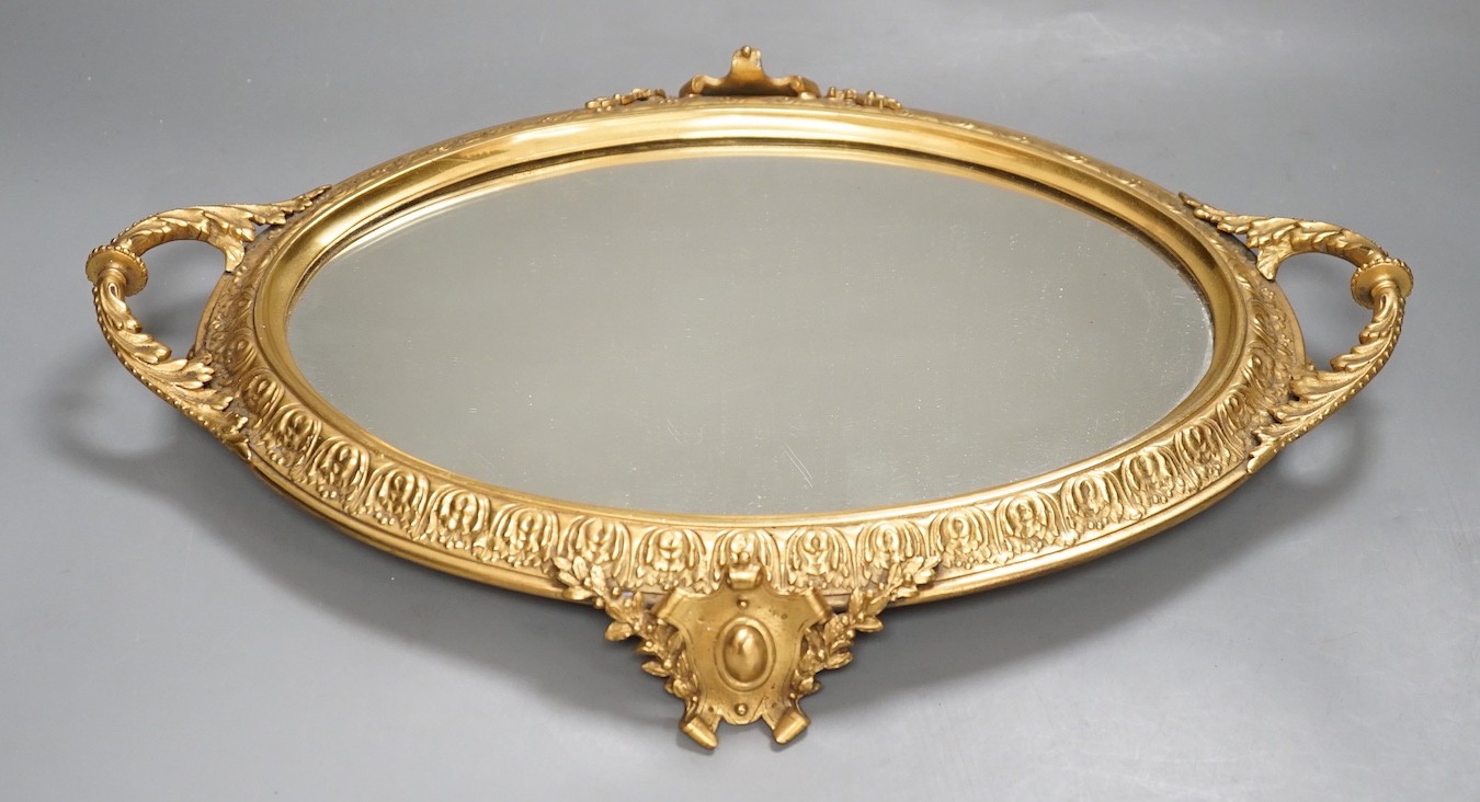A Louis XVI style ormolu mirrored plateau - 44cm wide